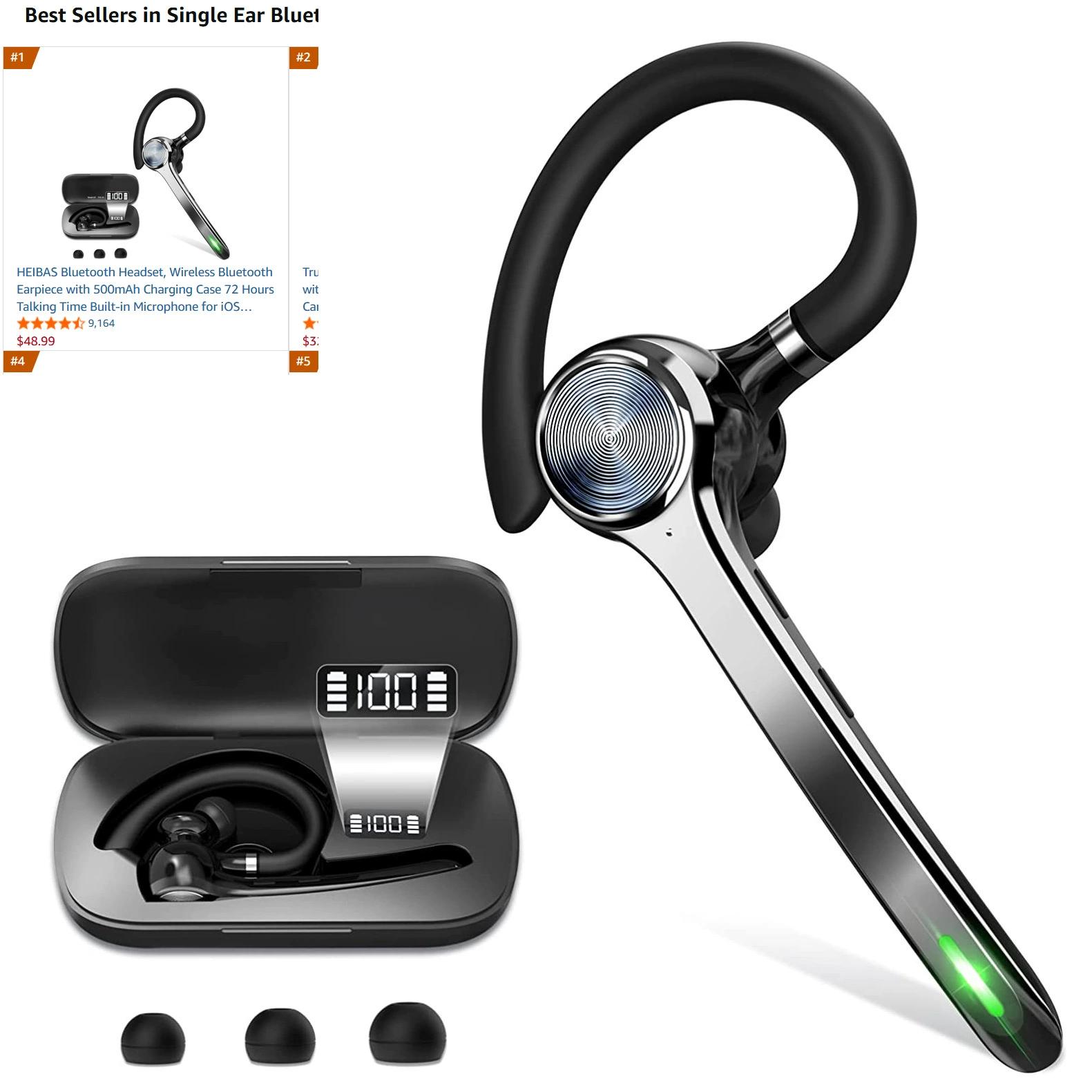 Business Bluetooth earphones 500mAh charging case, wireless Bluetooth